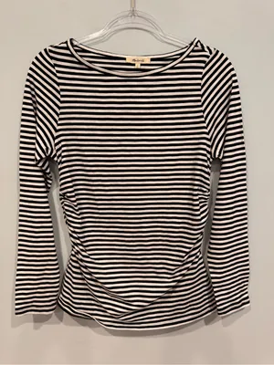 NWT Madewell Ruched Crewneck Long Sleeve Tee Soft Slub thumbnail 2