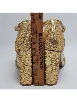 J Adams Shirley Gold Glitter Ankle Strap Heeled Sandals Size 8.5 thumbnail 4