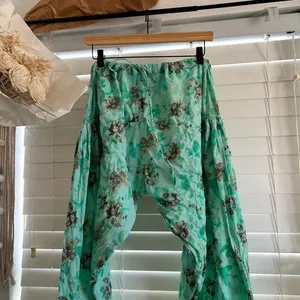 Mint Green Floral Harem Pants Boho Fairycore Artsy Coastal Relaxed Fit M thumbnail 3