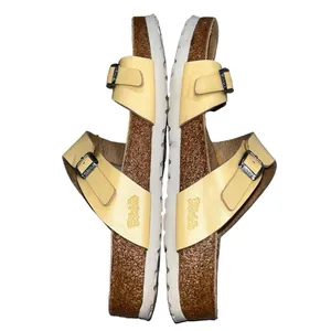 Birkenstock Birki’s Franca Popcorn Yellow Nubuck Leather Sandals size 8 narrow thumbnail 3