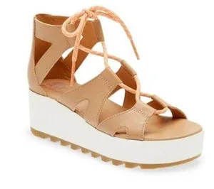 SOREL Womens 9 Cameron Platform Gladiator Sandal in Honest Beige/Gum NEW thumbnail 1