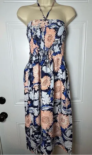 Gypsie Blu Floral Strapless Dress in Blue and Pink S thumbnail 2