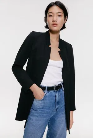 Zara Outerwear Inverted Lapel Frock Coat Blazer BLACK NEW thumbnail 1