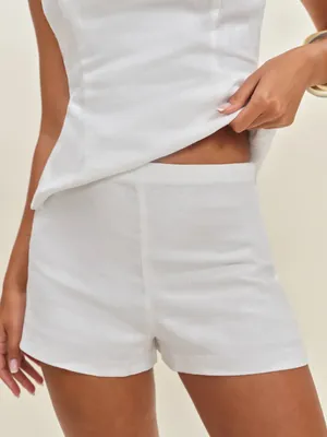 Reformation White Sleeveless Peplum Top and Short Set thumbnail 2