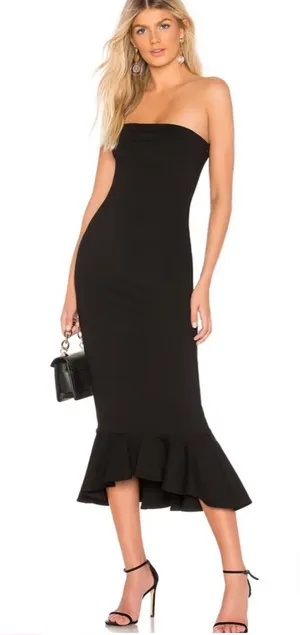 Superdown black midi dress thumbnail 1