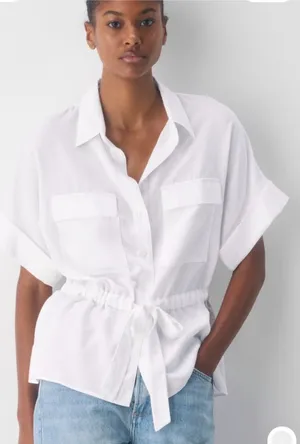 Aritzia Babaton Blue White Garner Shirt XS thumbnail 1