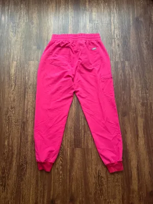 FIGS Women’s Shocking Pink Zamora Ruched Jogger Scrub Pants - Size M Petite thumbnail 2