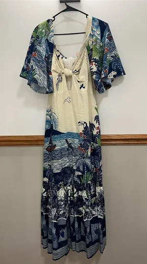NWT Farm Rio Tropical Tiles Midi Dress Size Large thumbnail 1