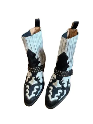 Mezcalero Dudi Black and White Leather Western Boot Size 7.5 thumbnail 3