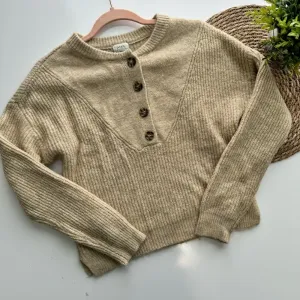 A.N.A Beige‎ Henley Oversized Knit Sweater Size XS thumbnail 2