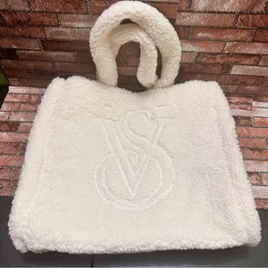 Victorias Secret Ivory VS Logo Sherpa Tote Bag thumbnail 7