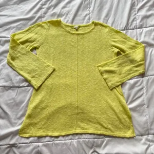 Project Neon Yellow Linen Cotton Blend Knit Sweater Womens Medium Luxury Beachy thumbnail 1