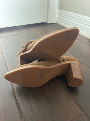 DV by Dolce Vita Suede Braided Mule Booties Brown Pointed Toe Block Heel Size 6.5 thumbnail 6
