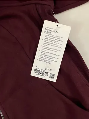 Lululemon NWT Scuba Full Zip Hoodie Jacket Garnet Size 14 thumbnail 5