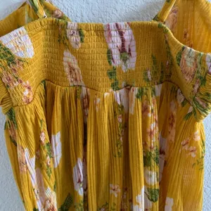 Free People Baby Doll Hi-Low Floral Tunic Boho Mustard Gold Yellow Small thumbnail 8
