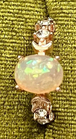 Opal and White Crystal Moon Design Rose Gold-Plated Ring Size 7 thumbnail 1