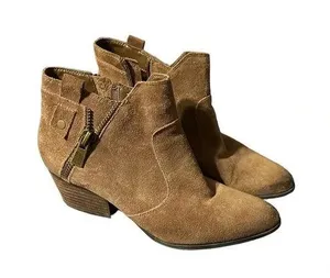 Crown Vintage Ankle Boots Womens Size 8.5 Brown Suede Leather Booties thumbnail 1