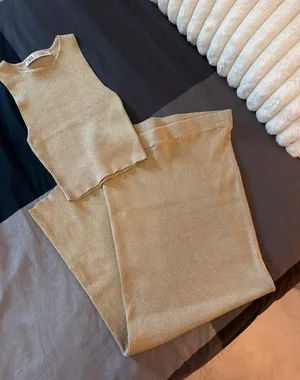 Metallic Gold Thread ZARA Top & Skirt Set thumbnail 1