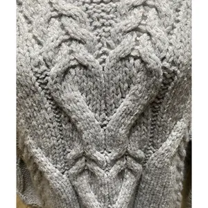 Aerie Snowday Oversized Chunky Cable Knit Sweater Gray Crew Neck NWOT XS thumbnail 3