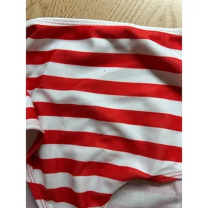B45 New Womens AMI 2Pc Red White Striped Bikini Set High Waisted Small Waist 24" thumbnail 4