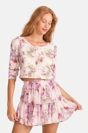 $295 LoveShackFancy Ruffle Mini Skirt in Shimmering Springs Size S thumbnail 1