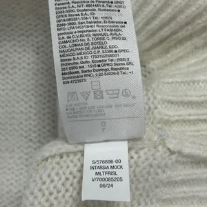 Old Navy Cozy Intarsia Fair Isle Mock Neck Sweater Cream Blue Wool Blend Large thumbnail 8