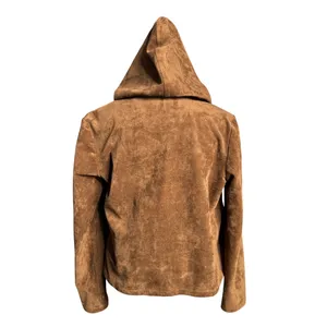 BLANKNYC Supernova Faux Suede Hooded Jacket Brown Size XS thumbnail 3