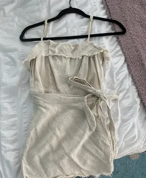 Princess Polly Beige Wrap Dress/Romper thumbnail 1