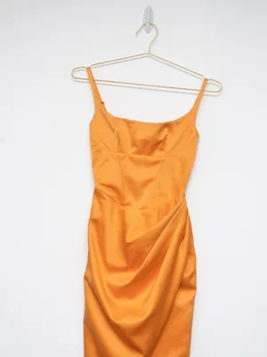 House of CB - Bianca Tangerine Satin Corset Midi Dress thumbnail 8