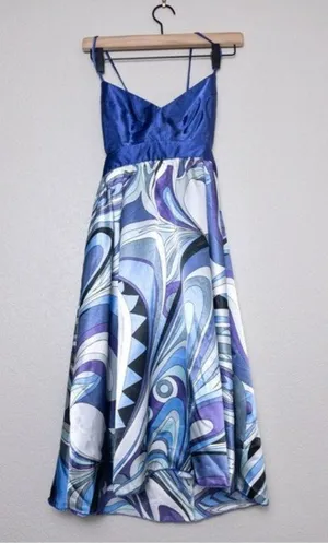 Y2K Forever 21 Groovy Satin Cutout Mini Dress XS Tie Open Back 90s Retro Vintage thumbnail 1