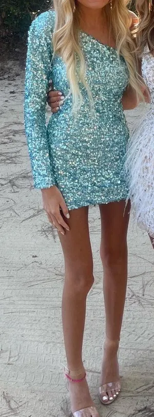 Sherri Hill Homecoming Dress Short blue thumbnail 1