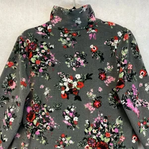 VERA BRADLEY Jacket Women's Small Gray Pink Floral Sporty Fleece‎ Pullover Cozy thumbnail 14