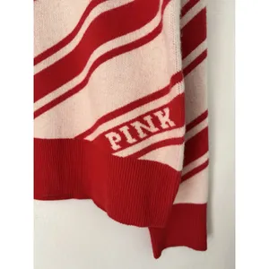 Victoria's Secret Pink Red & White Candy Cane Stripe Crewneck Sweater Size XL thumbnail 6