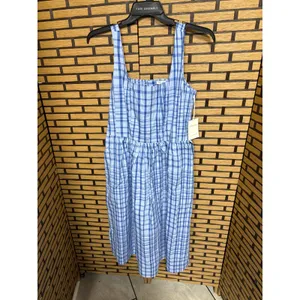 Free Assembly Blue Plaid Midi Dress‎ Size Large thumbnail 2
