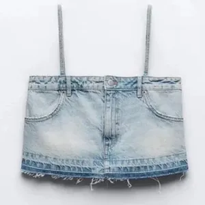 NEW! Zara Denim‎ Skirt Effect Crop Top thumbnail 3