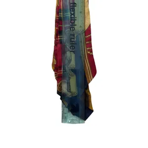 Womens 100% Silk Skinny Scarf Multicolor Baroque Plaid Neck Hair Tie 24x2in Boho thumbnail 5