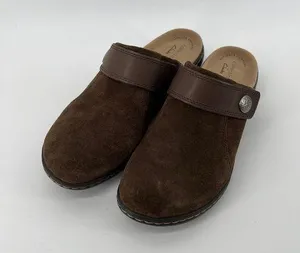 Clarks Women 7 Laurieann Strap Clog Taupe Brown Suede Slip On Casual Lightweight thumbnail 1