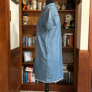 Madewell Chambray Frayed Hem Button Down Shirt Dress thumbnail 3
