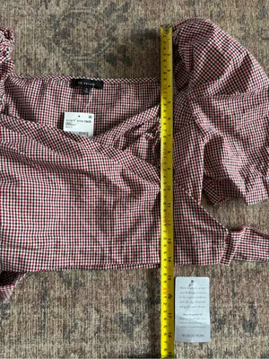 NWT En Saison Red Gingham Wrap Crop Top Size Small thumbnail 8