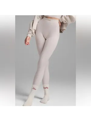 SKIMS Stretch Cotton Rib Leggings High-Waisted Limited Edition Heather Oatmeal thumbnail 2