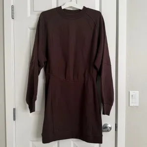 lululemon Scuba Long-Sleeve Dress Size 10 Espresso Brown Fleece Sweatshirt NWOT thumbnail 2