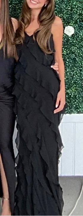 Altar'd State Ruffle Black Dress maxi thumbnail 1