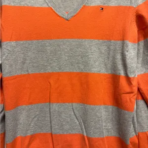 Tommy‎ Hilfiger Orange and Gray V-Neck Sweater thumbnail 2