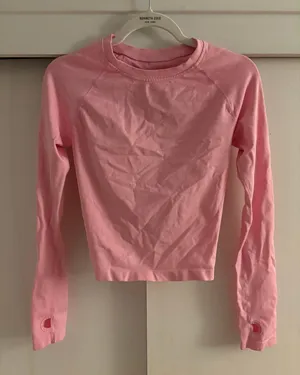Long Sleeve Workout Top Pink Size L thumbnail 1