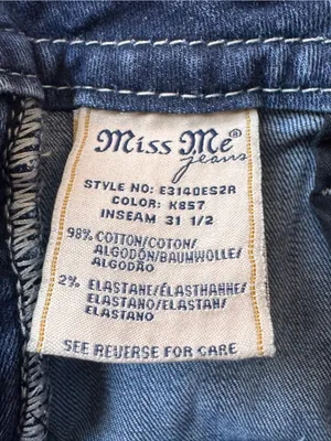Miss Me Easy Skinny Jeans 29 Mid Rise Rhinestone Embroidered Y2K Blue thumbnail 4