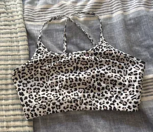 White and black leopard print sports bra thumbnail 1