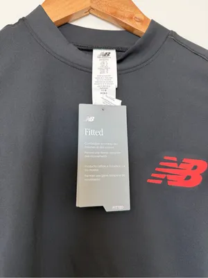 New Balance Black Short Sleeve Fitted Tee with Red Logo thumbnail 2
