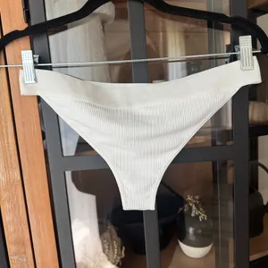Frankie’s Bikinis Drew White Ribbed Swimsuit Bottoms cheeky elastic band thumbnail 3