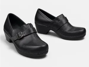 Dansko Tamara Black Leather Buckle Clogs EU 40 US 9.5 10 Comfort Career Shoes thumbnail 1