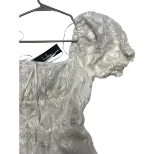LULUS White Textured Floral Jacquard Mini Dress S thumbnail 2